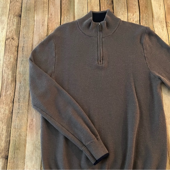 TailorByrd Collection mens long sleeve knit 1/4 quarter zip sweater | size large - Picture 2 of 12
